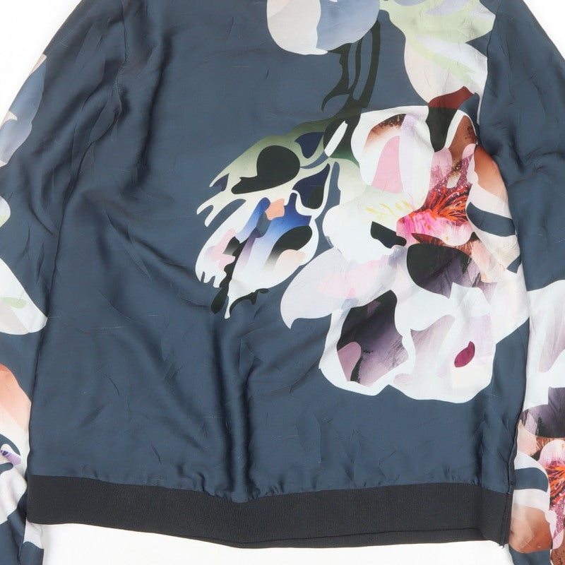 Next Women Multicoloured UK 8 Floral Long Sleeve Satin Blouse