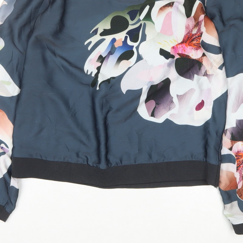 Next Women Multicoloured UK 8 Floral Long Sleeve Satin Blouse