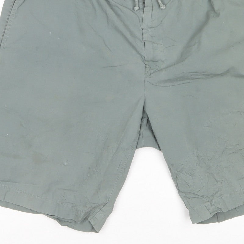 Benetton Men’s Green L Cotton Bermuda Drawstring Shorts