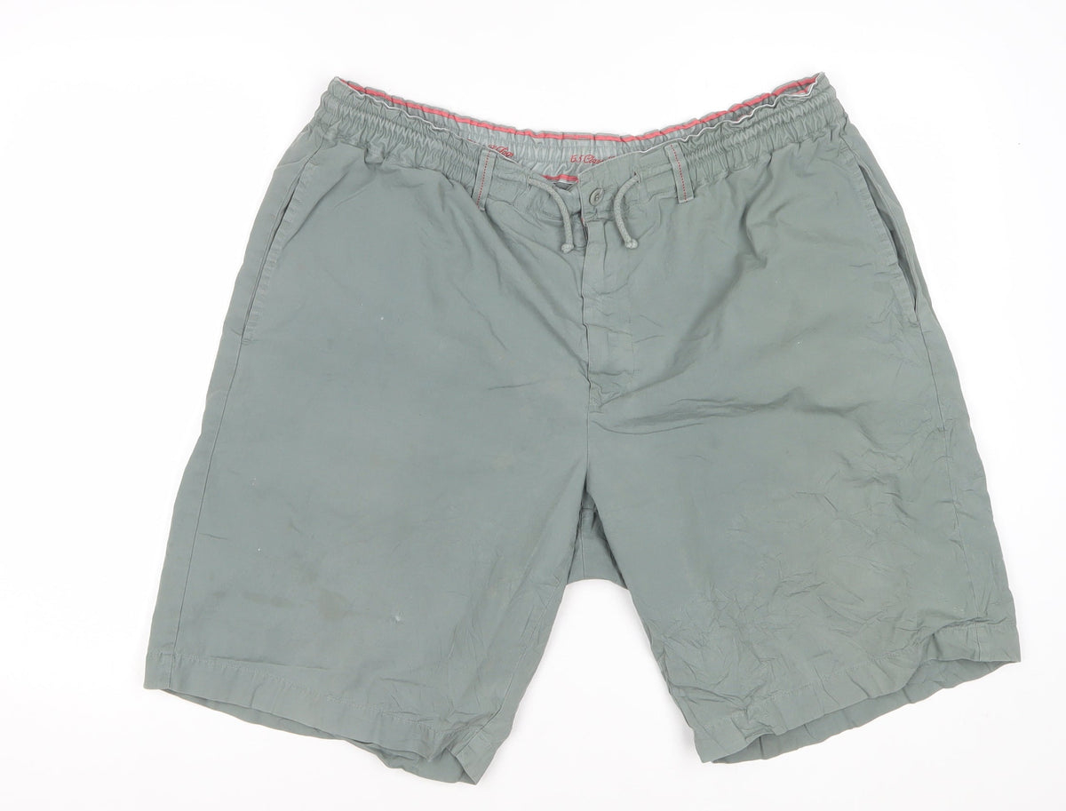 Benetton Men’s Green L Cotton Bermuda Drawstring Shorts