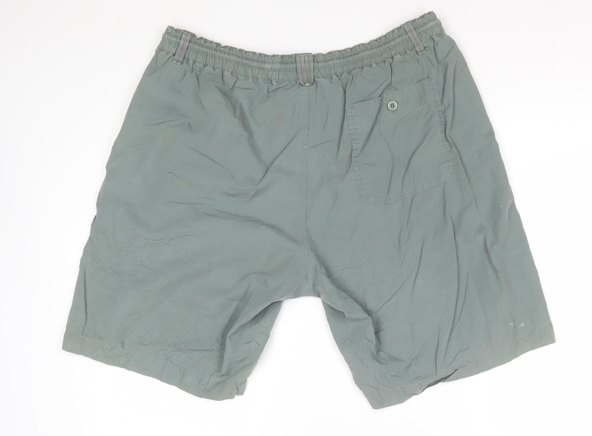 Benetton Men’s Green L Cotton Bermuda Drawstring Shorts