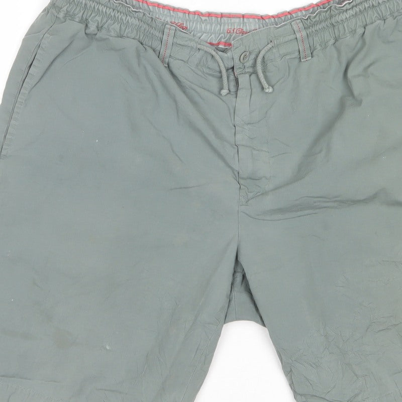 Benetton Men’s Green L Cotton Bermuda Drawstring Shorts