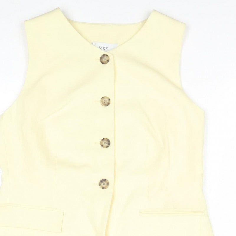 M&S Women Yellow Size 14 Four Button Single-Breasted Suit Waistcoat