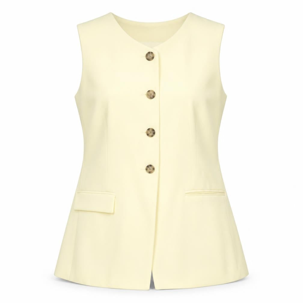 M&S Women Yellow Size 14 Four Button Single-Breasted Suit Waistcoat
