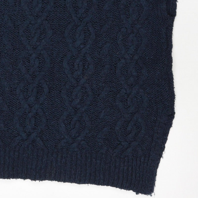 White Stuff Women’s Blue UK 8 Cable Knit Wool Roll Neck Vest Jumper