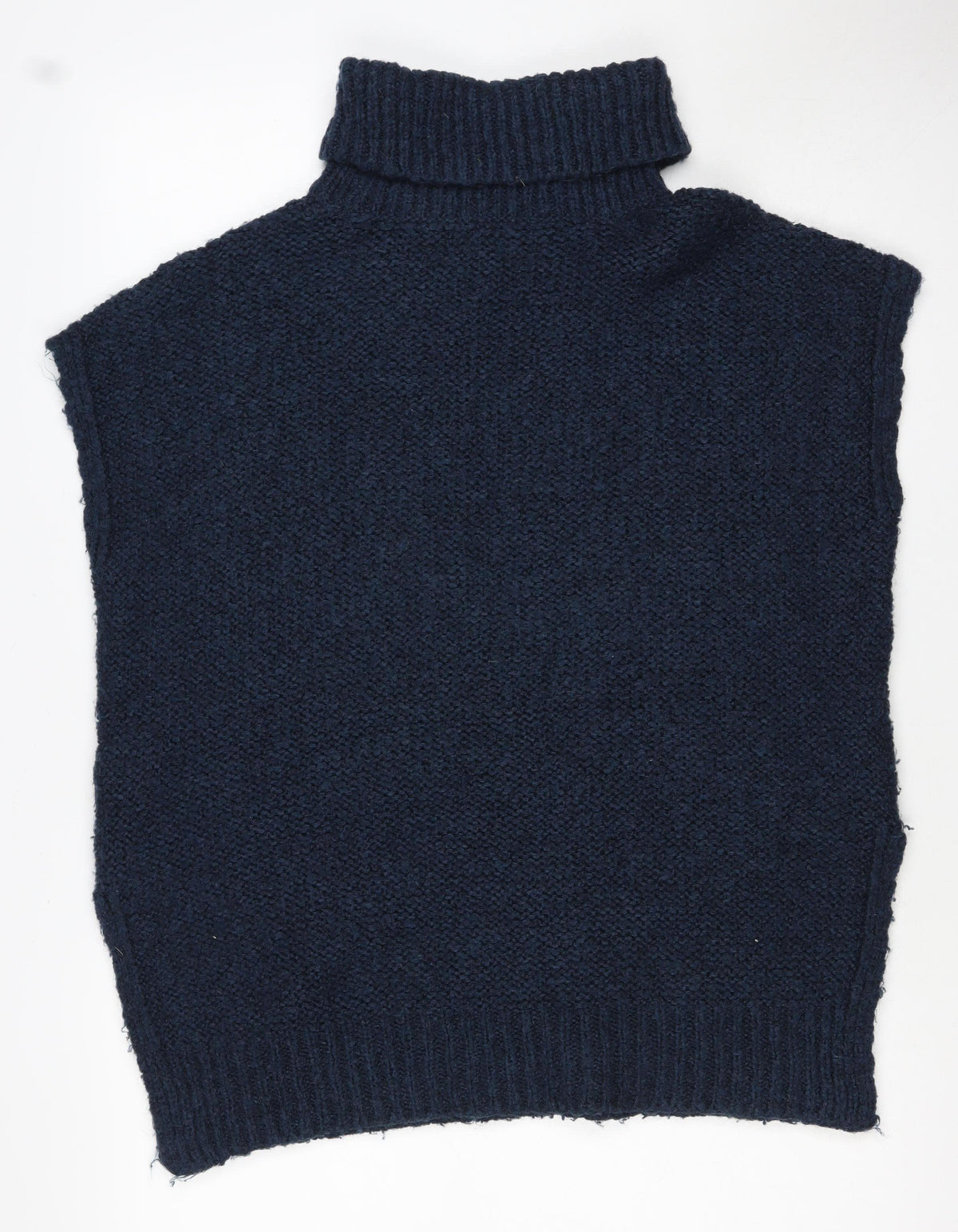 White Stuff Women’s Blue UK 8 Cable Knit Wool Roll Neck Vest Jumper