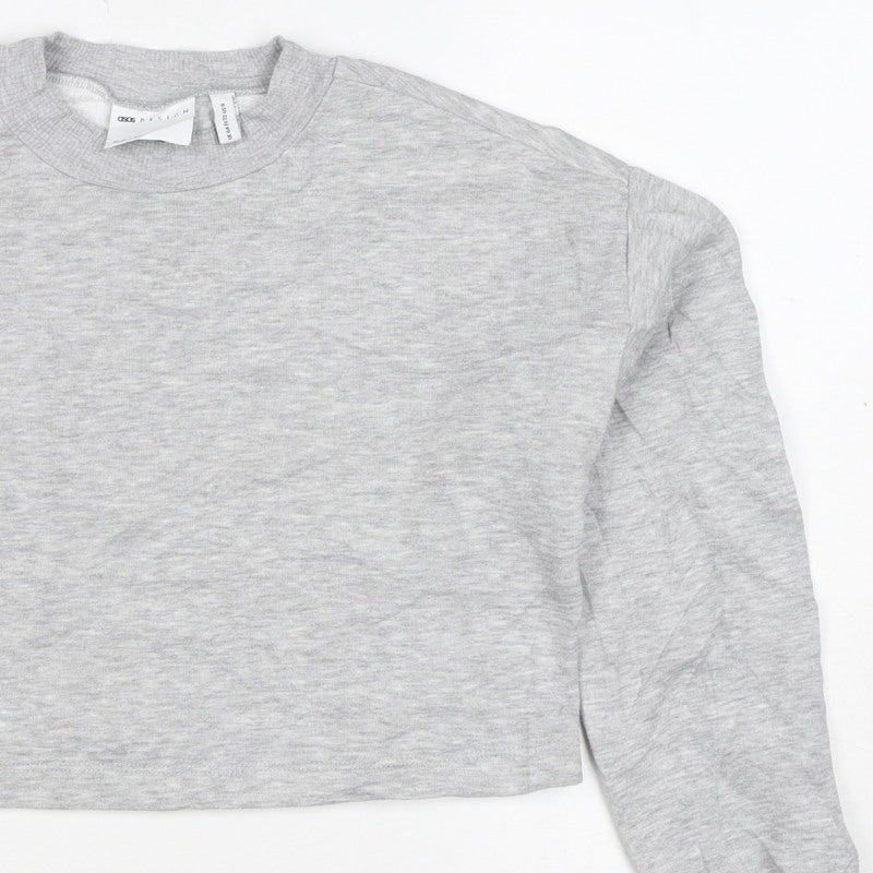 ASOS Design Women Grey UK 4 Cropped Crew Neck Pullover Sweatshirt