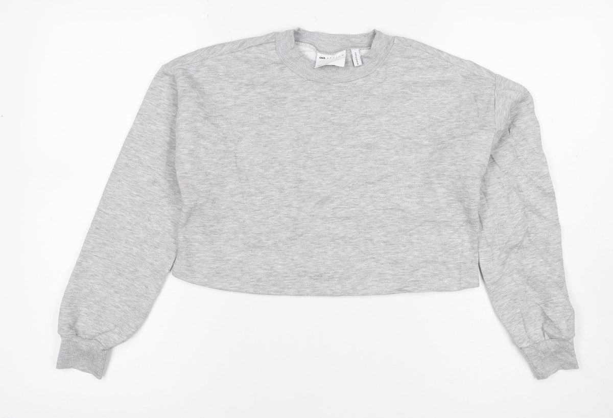 ASOS Design Women Grey UK 4 Cropped Crew Neck Pullover Sweatshirt