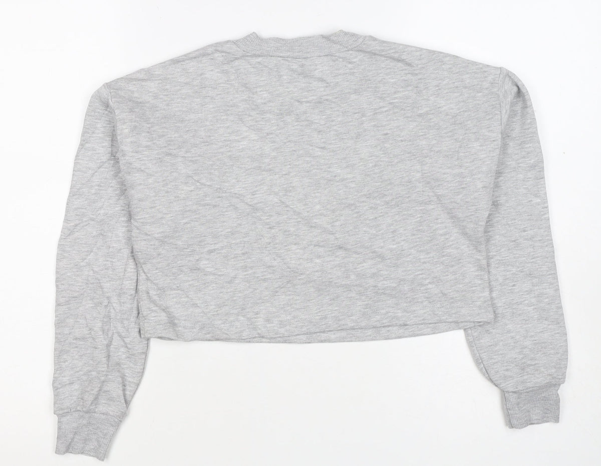 ASOS Design Women Grey UK 4 Cropped Crew Neck Pullover Sweatshirt