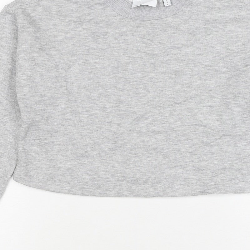 ASOS Design Women Grey UK 4 Cropped Crew Neck Pullover Sweatshirt