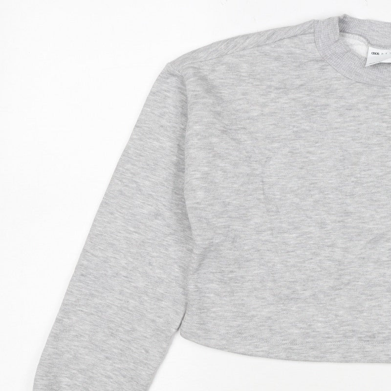ASOS Design Women Grey UK 4 Cropped Crew Neck Pullover Sweatshirt