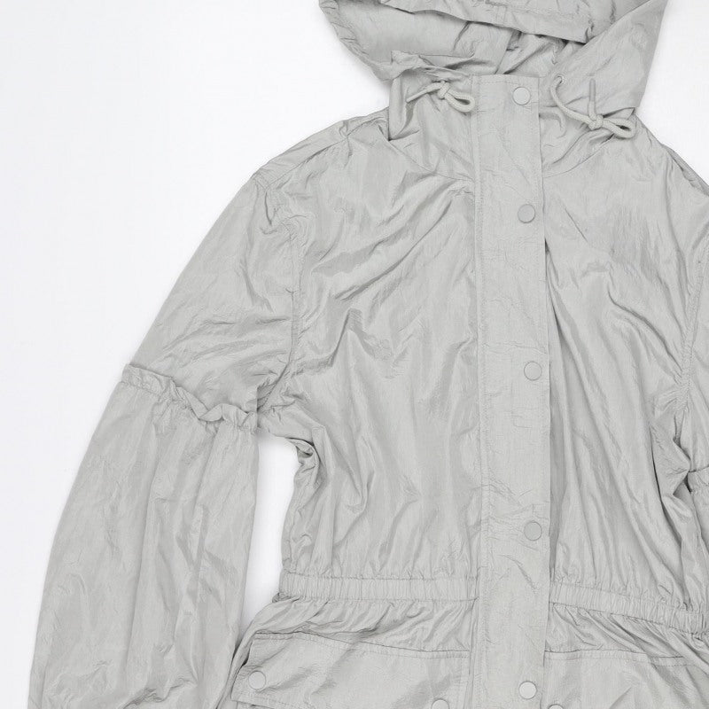 7 For All Mankind Women's Grey Hooded Windbreaker Jacket Size S