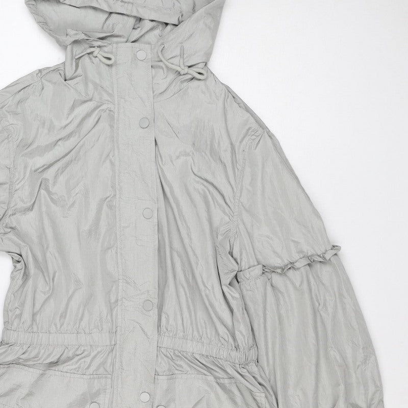 7 For All Mankind Women's Grey Hooded Windbreaker Jacket Size S