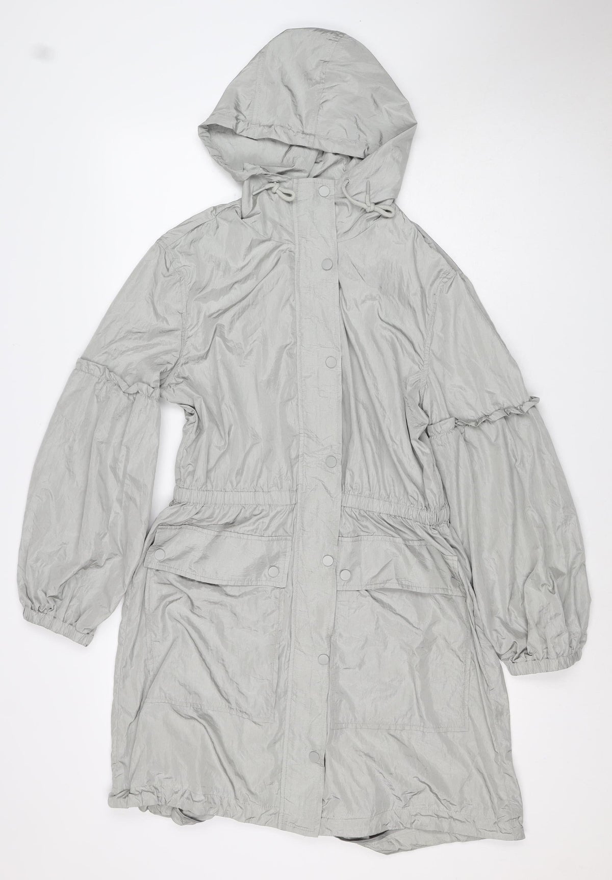 7 For All Mankind Women's Grey Hooded Windbreaker Jacket Size S