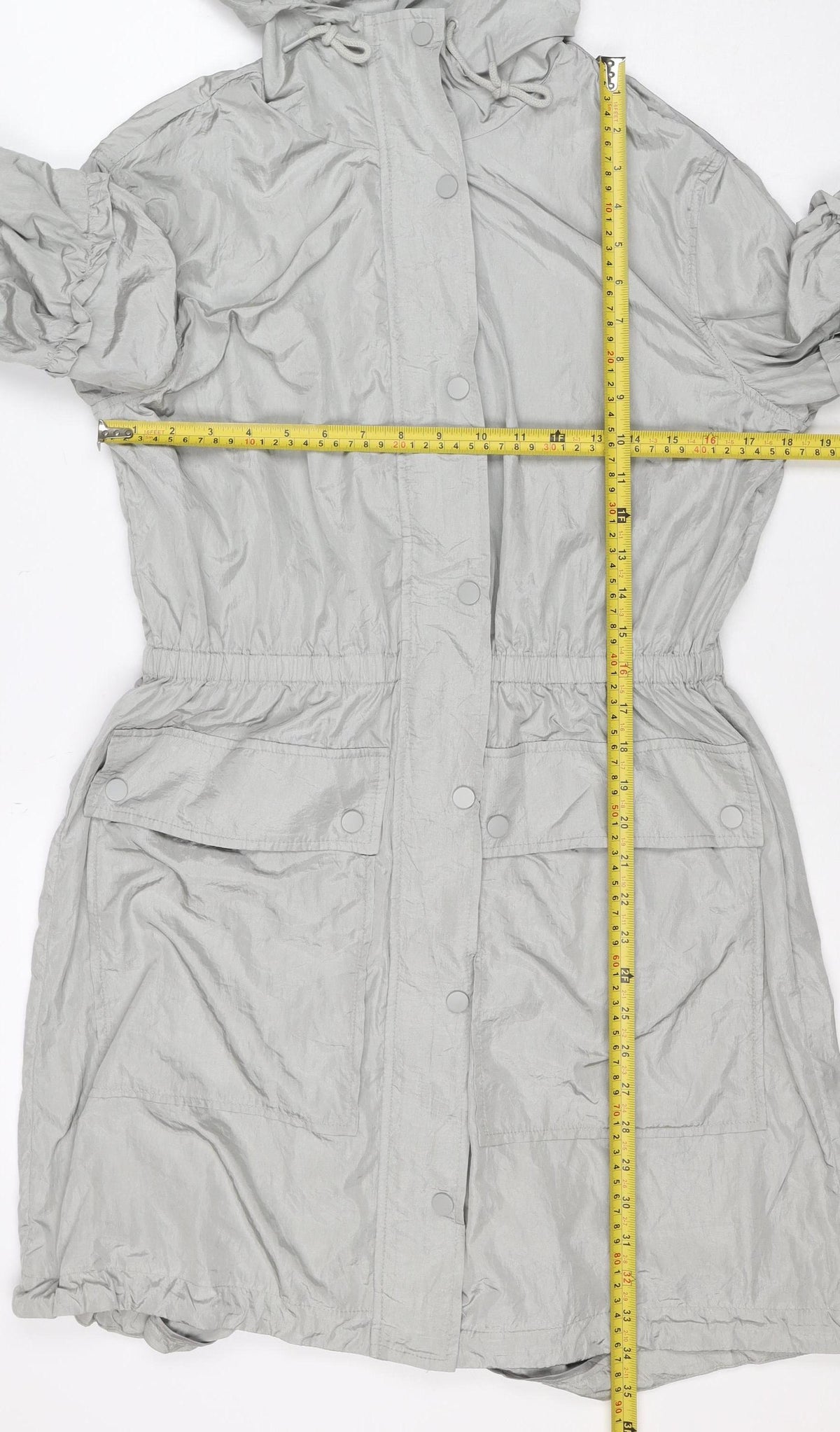 7 For All Mankind Women's Grey Hooded Windbreaker Jacket Size S