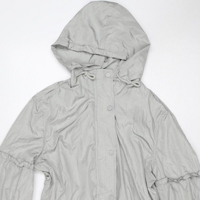 7 For All Mankind Women's Grey Hooded Windbreaker Jacket Size S