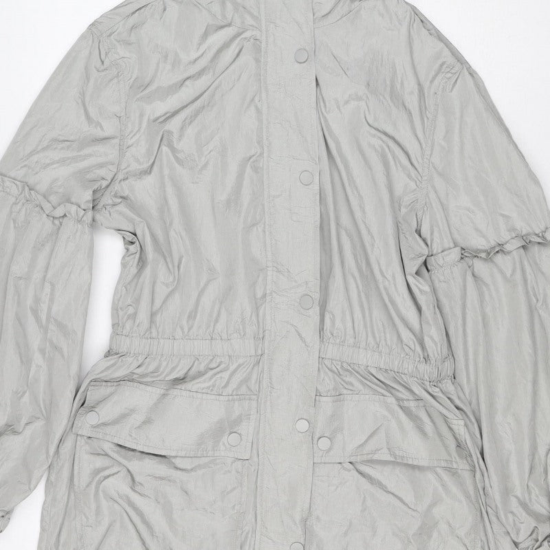 7 For All Mankind Women's Grey Hooded Windbreaker Jacket Size S