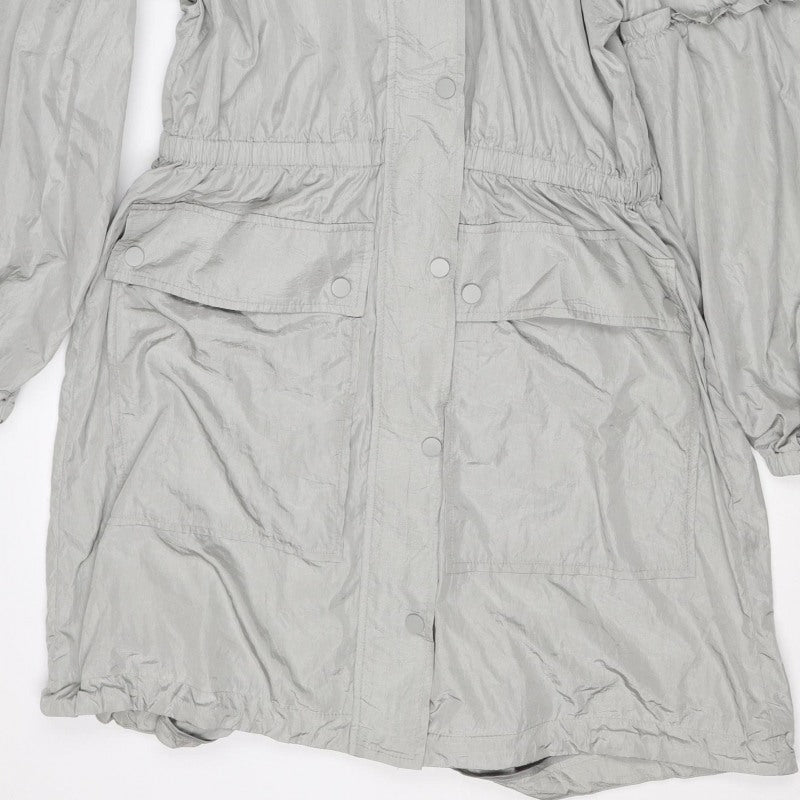 7 For All Mankind Women's Grey Hooded Windbreaker Jacket Size S