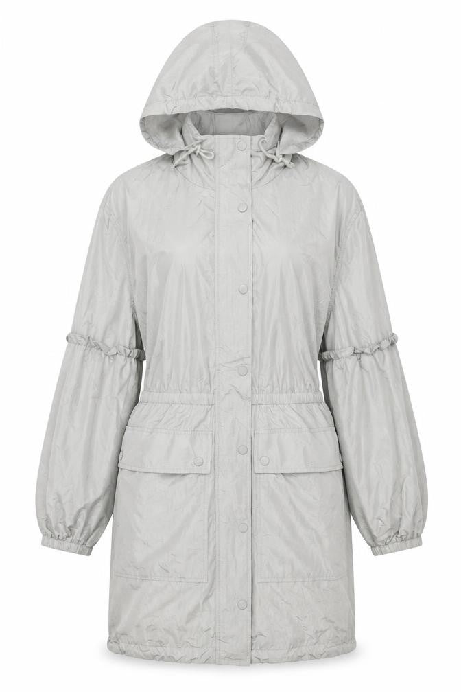 7 For All Mankind Women's Grey Hooded Windbreaker Jacket Size S