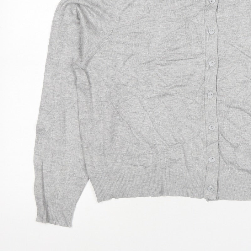 Marks and Spencer Women Grey Size 20 Round Neck Button Cardigan