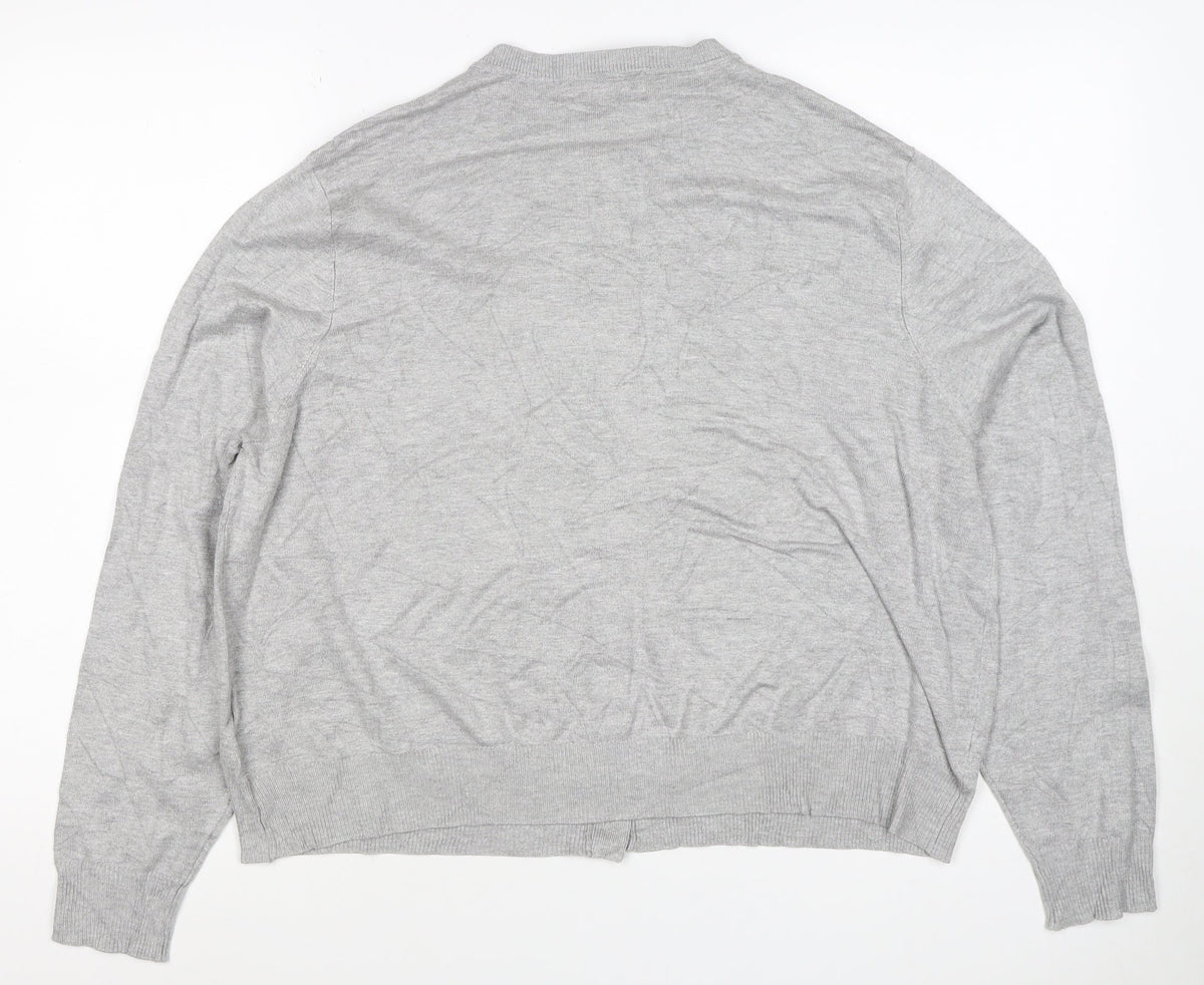 Marks and Spencer Women Grey Size 20 Round Neck Button Cardigan