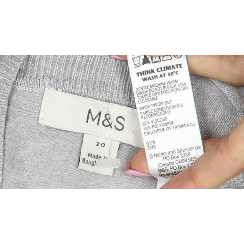 Marks and Spencer Women Grey Size 20 Round Neck Button Cardigan