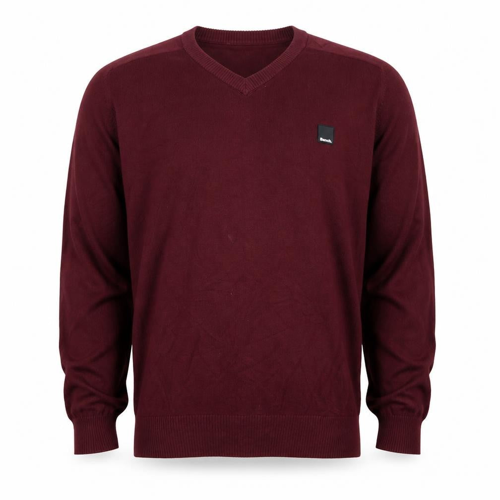 Bench Men’s Red Cotton V-Neck Logo Pullover Jumper Size L