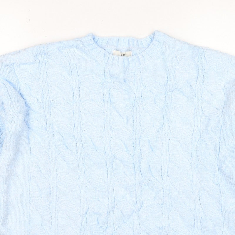 Marks and Spencer Women Blue M Cable Knit Crew Neck Jumper