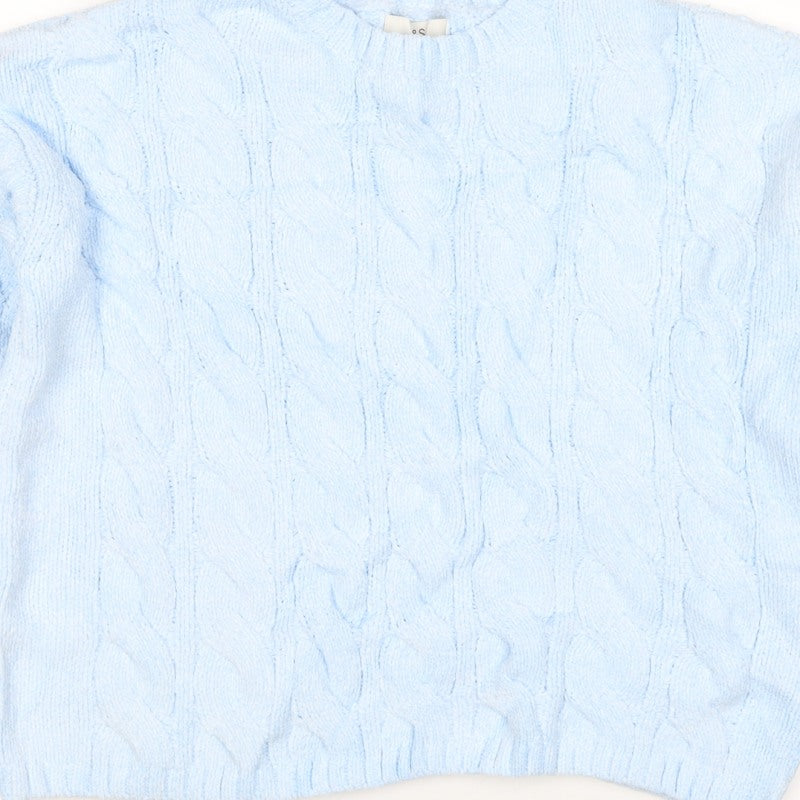 Marks and Spencer Women Blue M Cable Knit Crew Neck Jumper