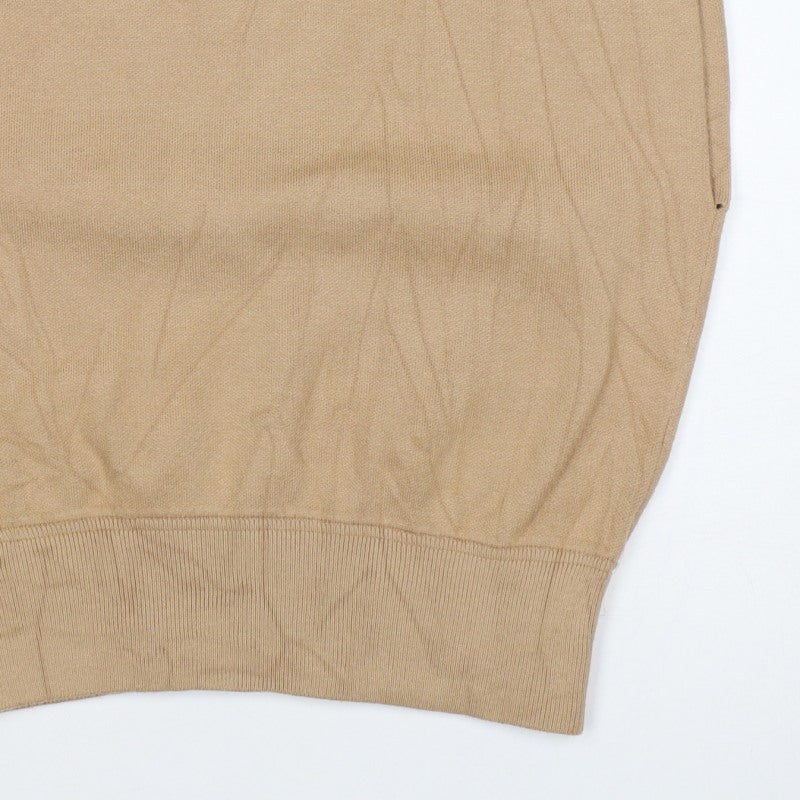 Zara Women Beige S Crew Neck Lightweight Knit Pullover Jumper