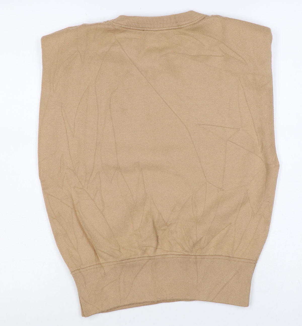 Zara Women Beige S Crew Neck Lightweight Knit Pullover Jumper