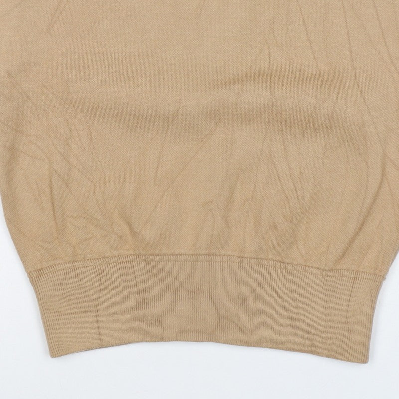 Zara Women Beige S Crew Neck Lightweight Knit Pullover Jumper