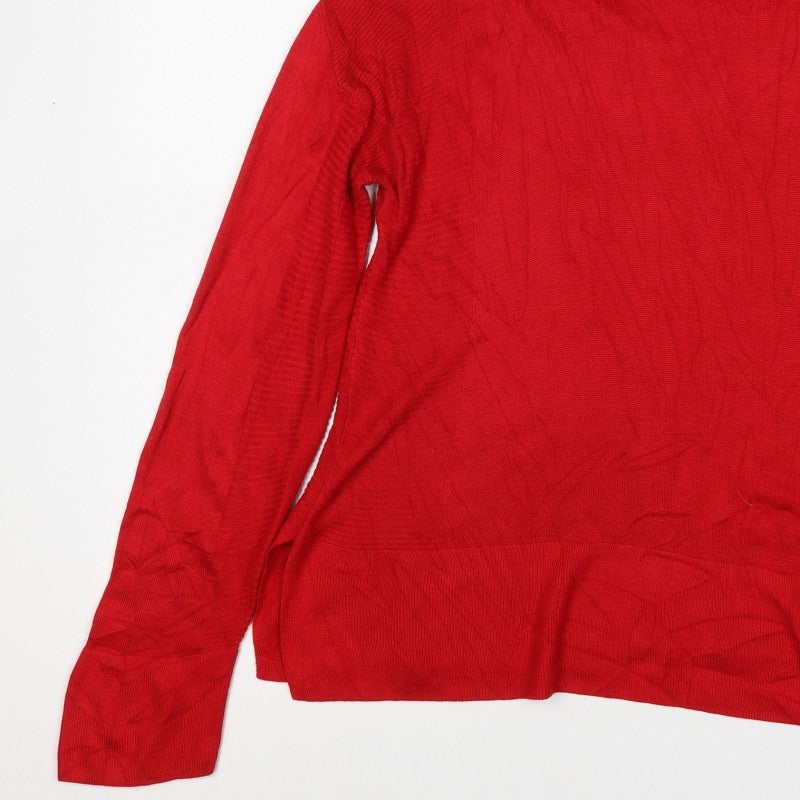 Next Women’s Red High Neck Button Shoulder Knit Jumper UK 14