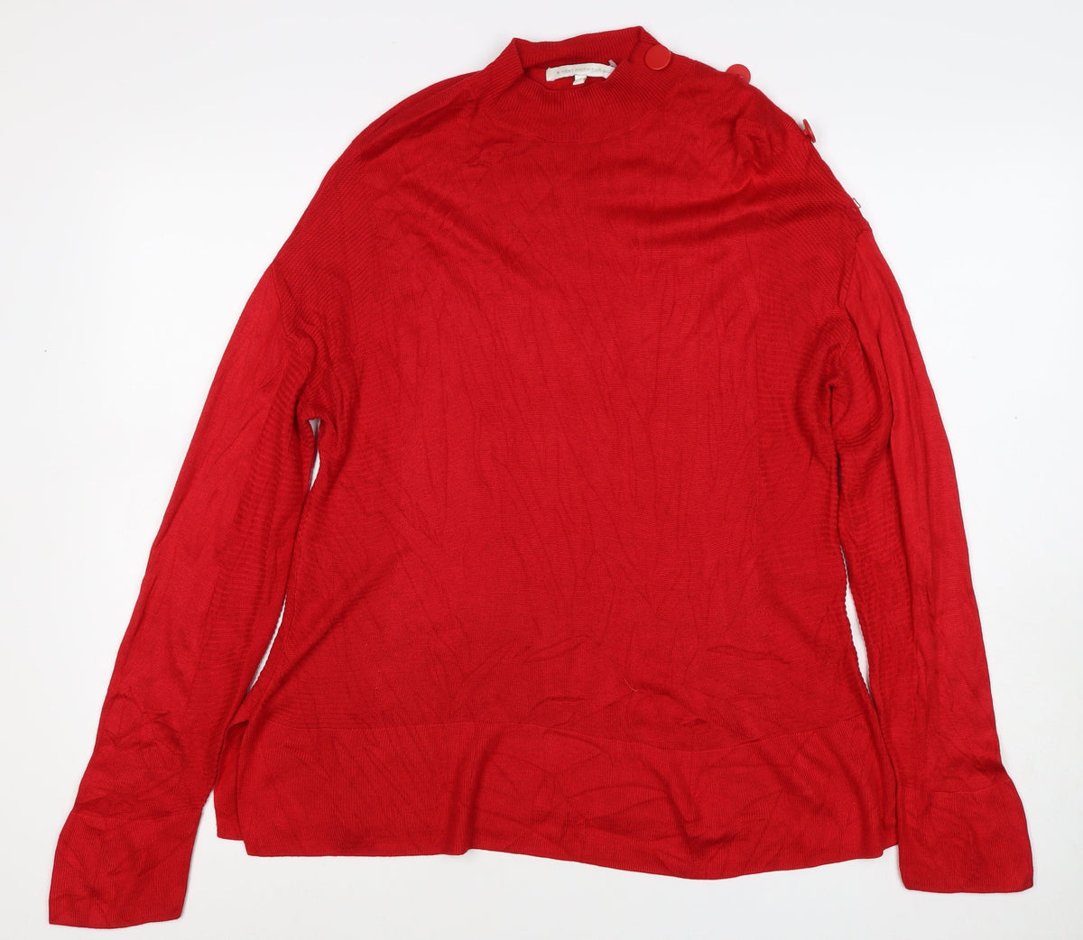 Next Women’s Red High Neck Button Shoulder Knit Jumper UK 14