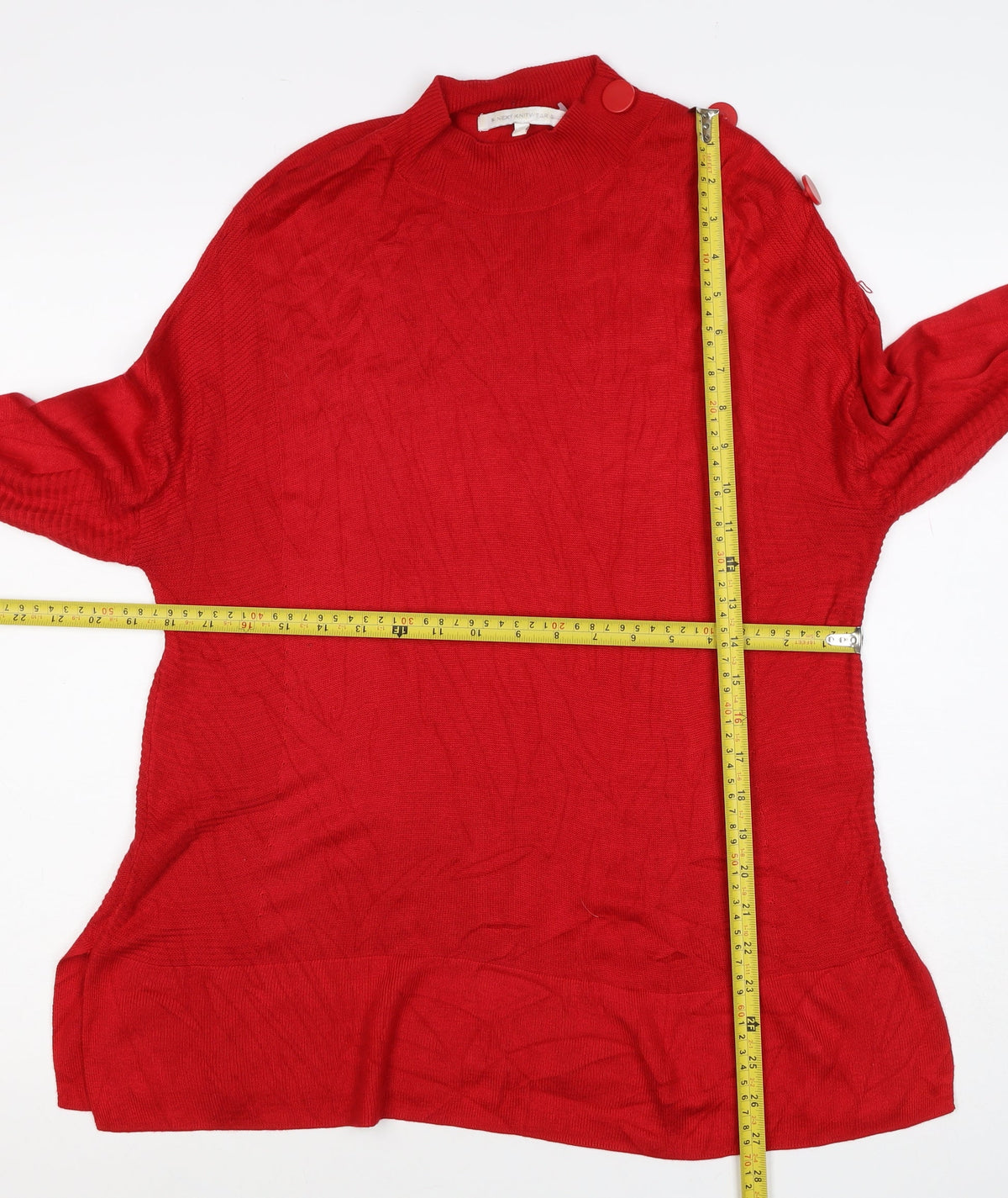 Next Women’s Red High Neck Button Shoulder Knit Jumper UK 14