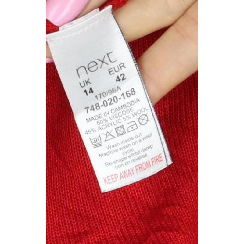 Next Women’s Red High Neck Button Shoulder Knit Jumper UK 14