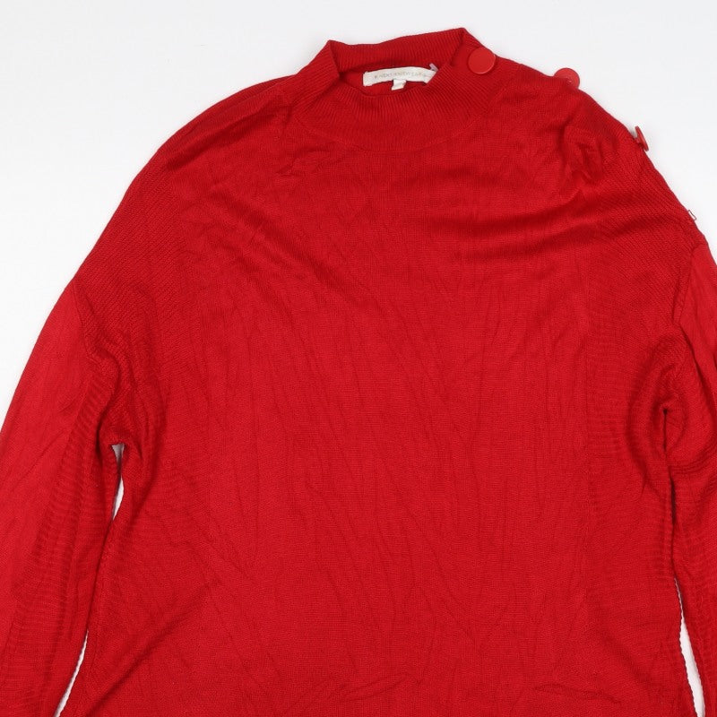 Next Women’s Red High Neck Button Shoulder Knit Jumper UK 14