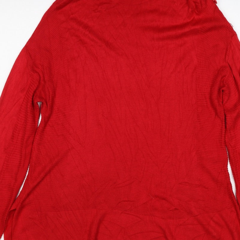 Next Women’s Red High Neck Button Shoulder Knit Jumper UK 14