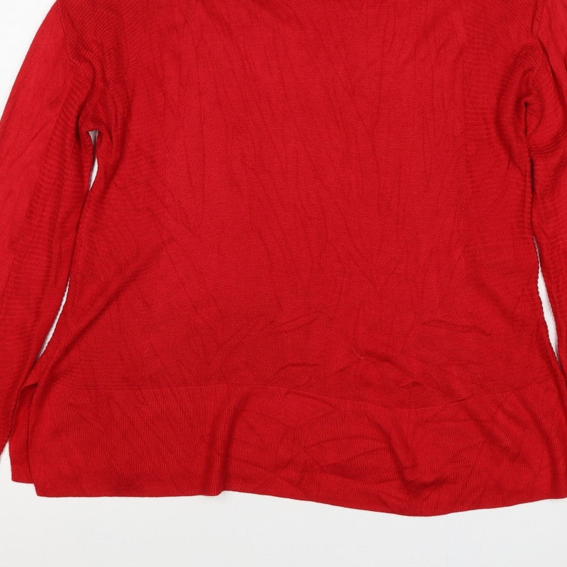 Next Women’s Red High Neck Button Shoulder Knit Jumper UK 14