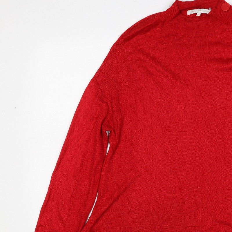 Next Women’s Red High Neck Button Shoulder Knit Jumper UK 14