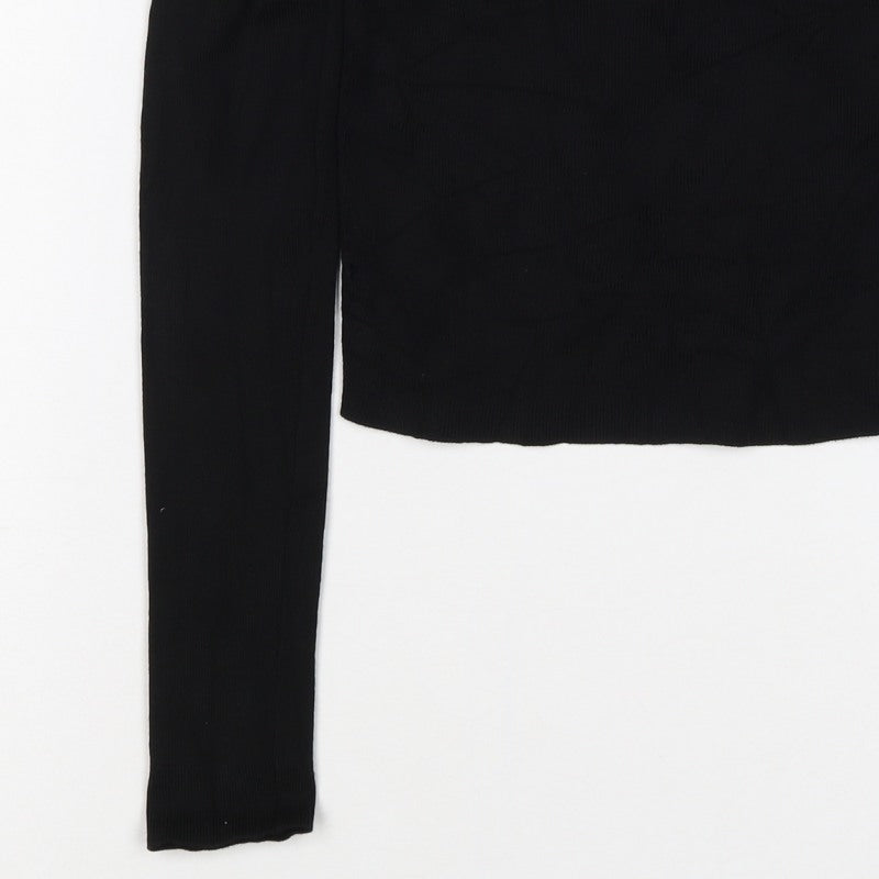 H&M Women Black S Slim Fit Round Neck Knit Pullover Jumper