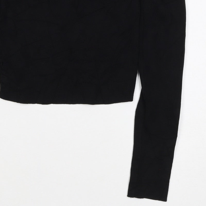 H&M Women Black S Slim Fit Round Neck Knit Pullover Jumper