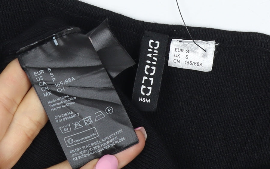 H&M Women Black S Slim Fit Round Neck Knit Pullover Jumper