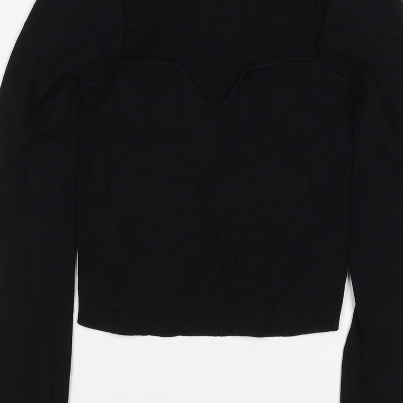 H&M Women Black S Slim Fit Round Neck Knit Pullover Jumper