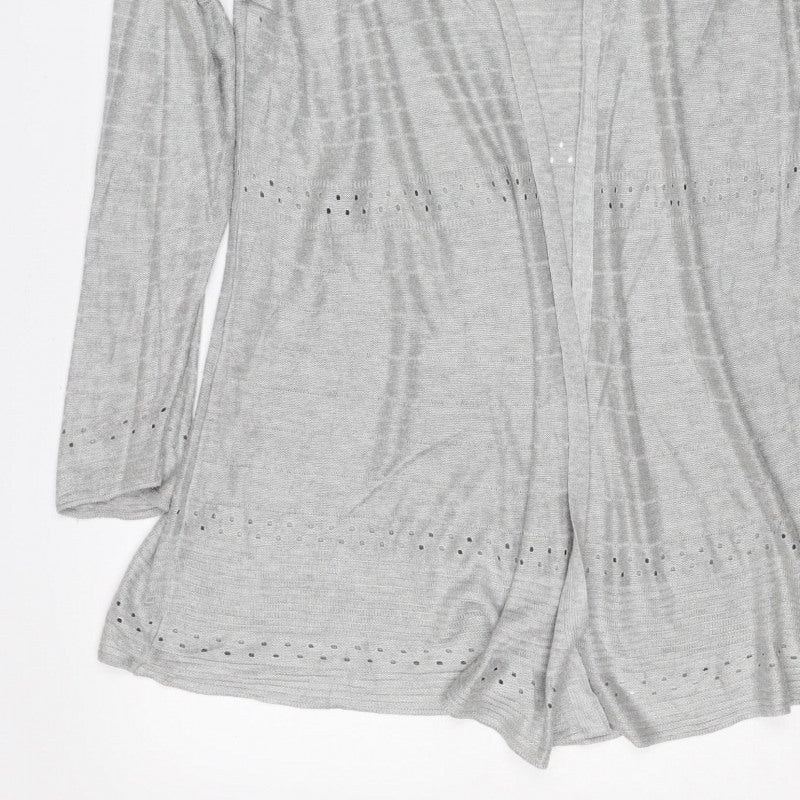 Per Una Women’s Grey Size 14 Open Knit Long Sleeve Cardigan