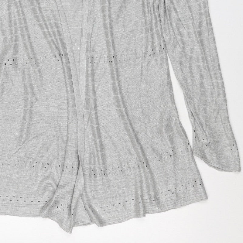 Per Una Women’s Grey Size 14 Open Knit Long Sleeve Cardigan