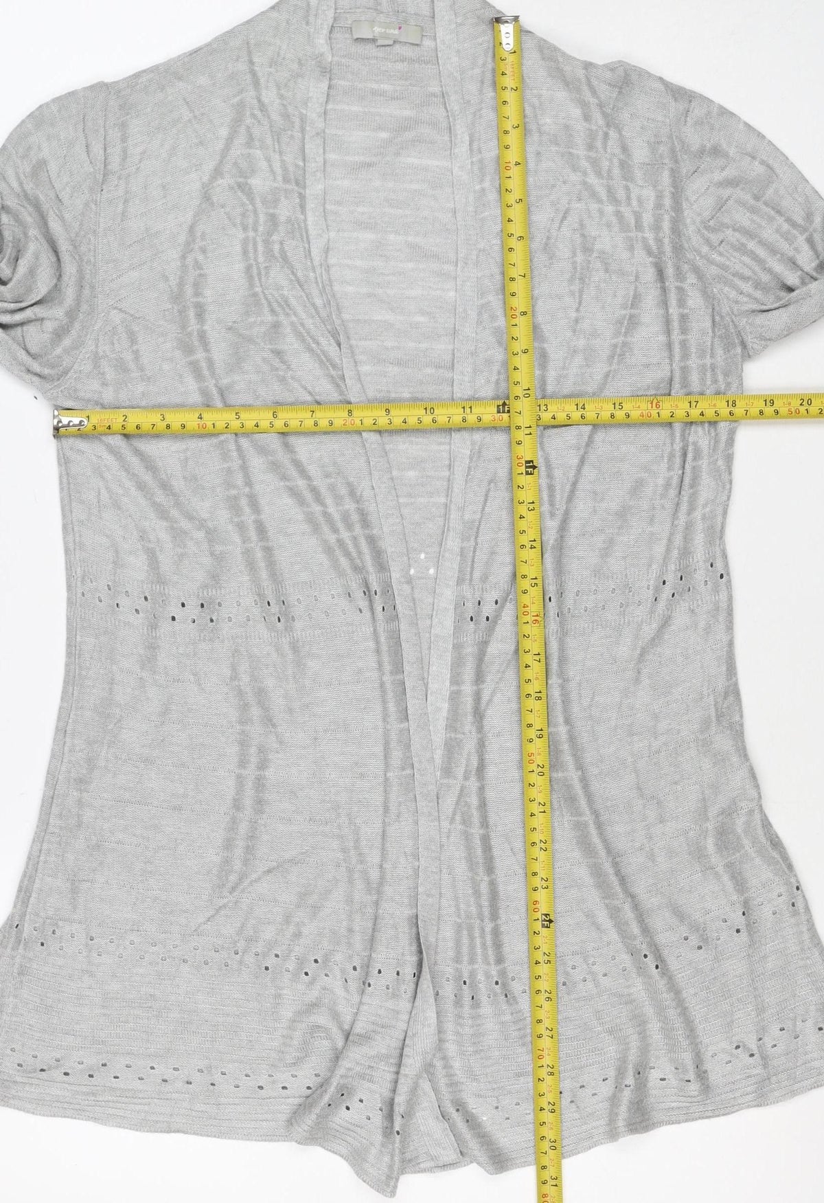 Per Una Women’s Grey Size 14 Open Knit Long Sleeve Cardigan