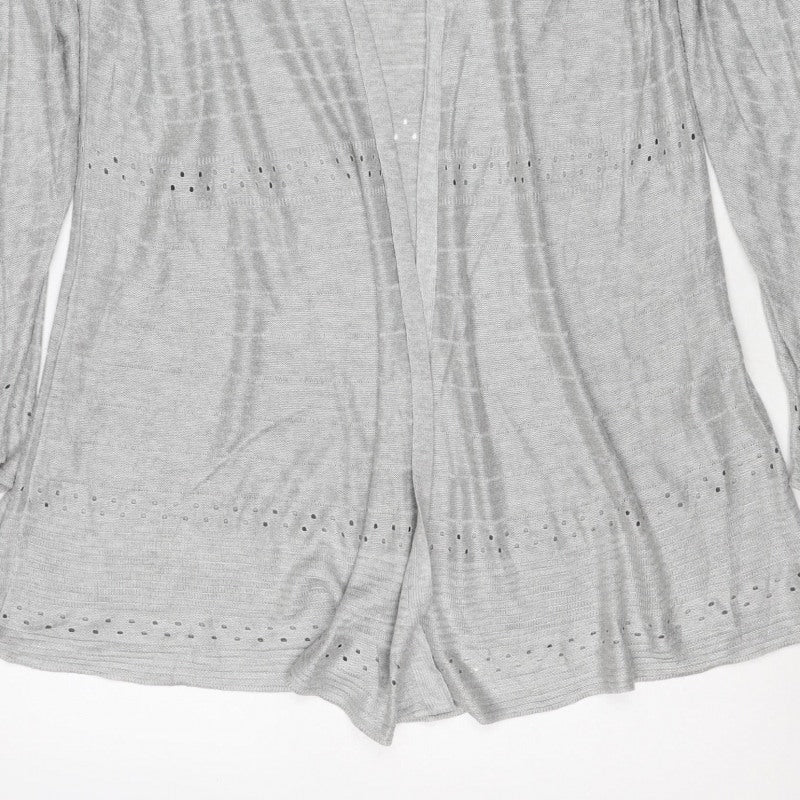 Per Una Women’s Grey Size 14 Open Knit Long Sleeve Cardigan