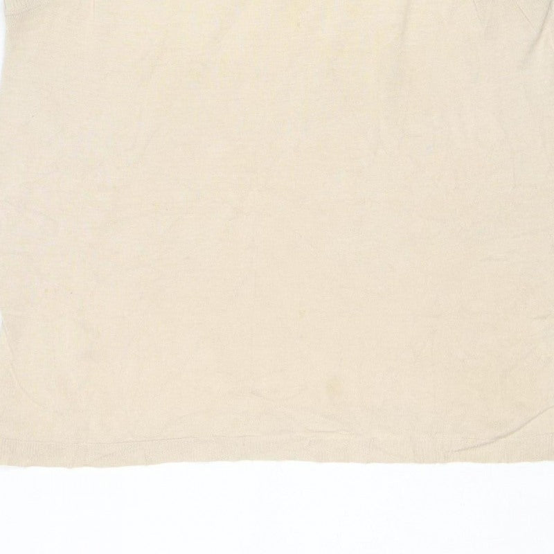 H&M Women Ivory UK 18 Silk Cotton Fine Knit Basic T-Shirt
