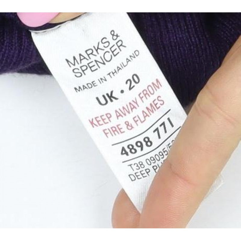 Marks and Spencer Women Purple Size 20 V-Neck Button Cardigan Pockets